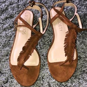 Brown Feather Sandals